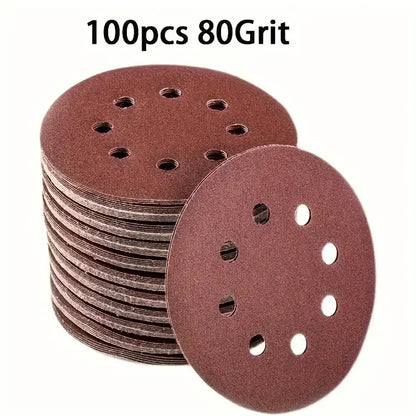 5 Inch 80 Grit Aluminum Oxide Sanding Discs 8 Hole Hook Loop for Air Grinder Red Velvet Sandpaper for Metal Wood Polishing by All Mart Bristol Ltd