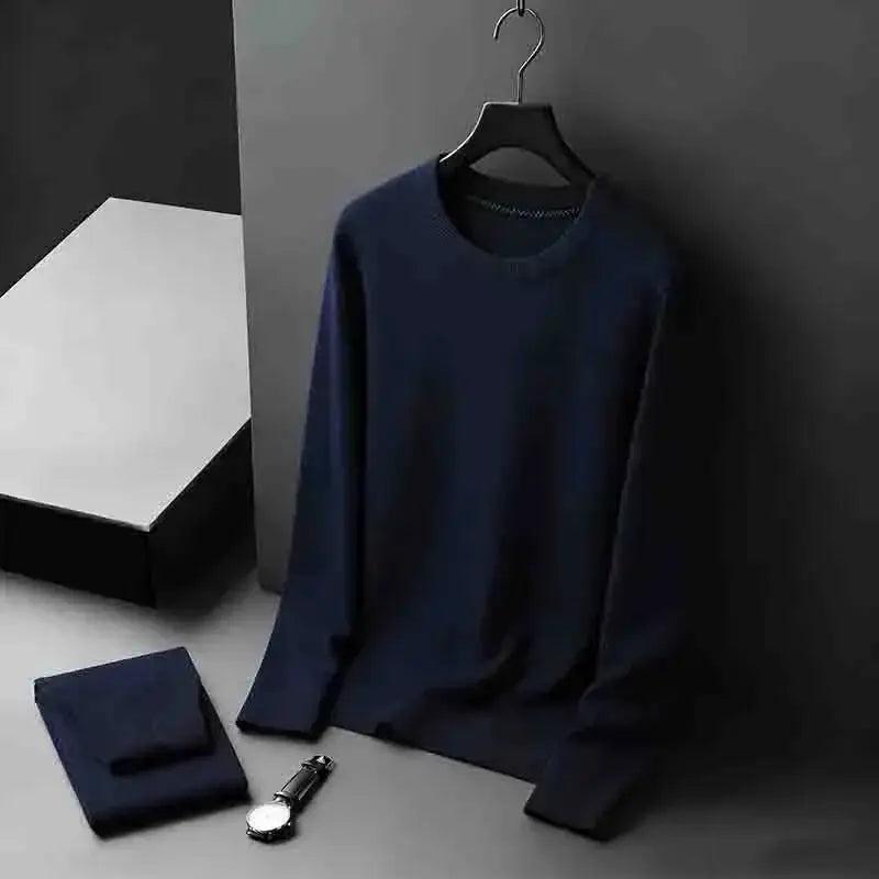 Men's Basic Crew Neck Long Sleeve Waffle Knit Sweater, Lightweight Casual Pullover for Daily Outfits by All Mart Bristol Ltd