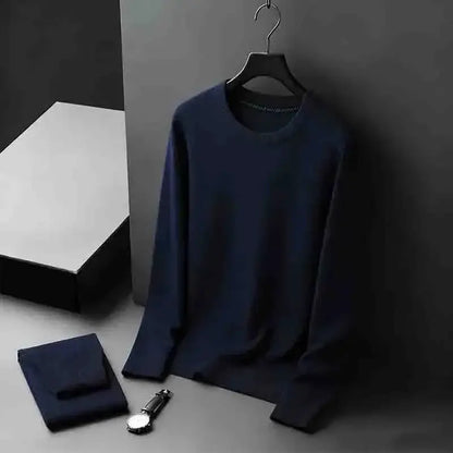 Men's Basic Crew Neck Long Sleeve Waffle Knit Sweater, Lightweight Casual Pullover for Daily Outfits by All Mart Bristol Ltd