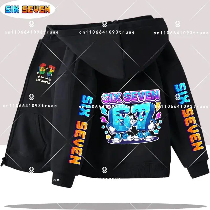 Hot Six Seven Children's Zip Up Hoodies Funny 67 Brainrot Zipper Hoody Clothes Kid Girl Boy Baby Casual Fashion Tops Sweatshirts by All Mart Bristol Ltd