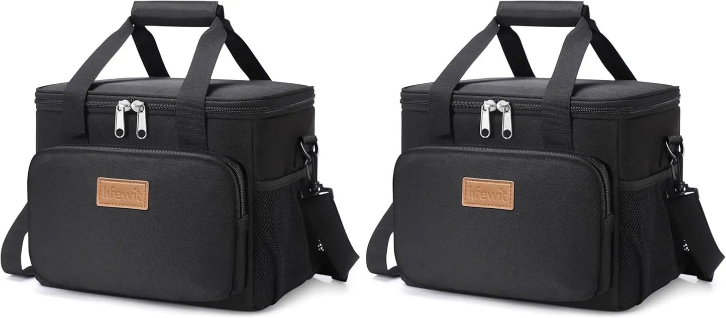 Stylish Black Insulated Lunch Bag - 9L Soft Cooler Tote for Adults, Perfect for 12 Cans by All Mart Bristol Ltd