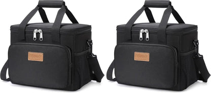 Stylish Black Insulated Lunch Bag - 9L Soft Cooler Tote for Adults, Perfect for 12 Cans by All Mart Bristol Ltd