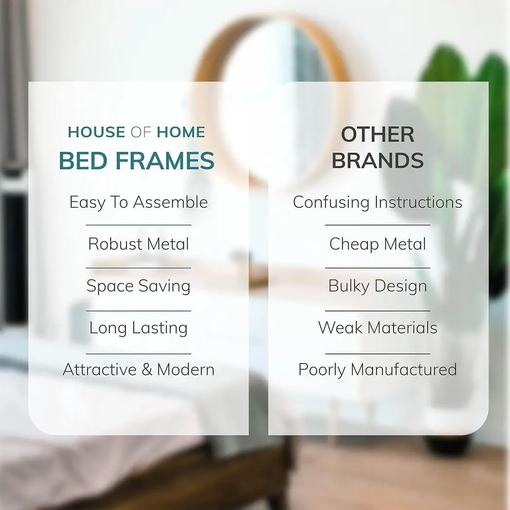 Extra Strong Double Metal Bed Frame In Black - Improved by House of Home