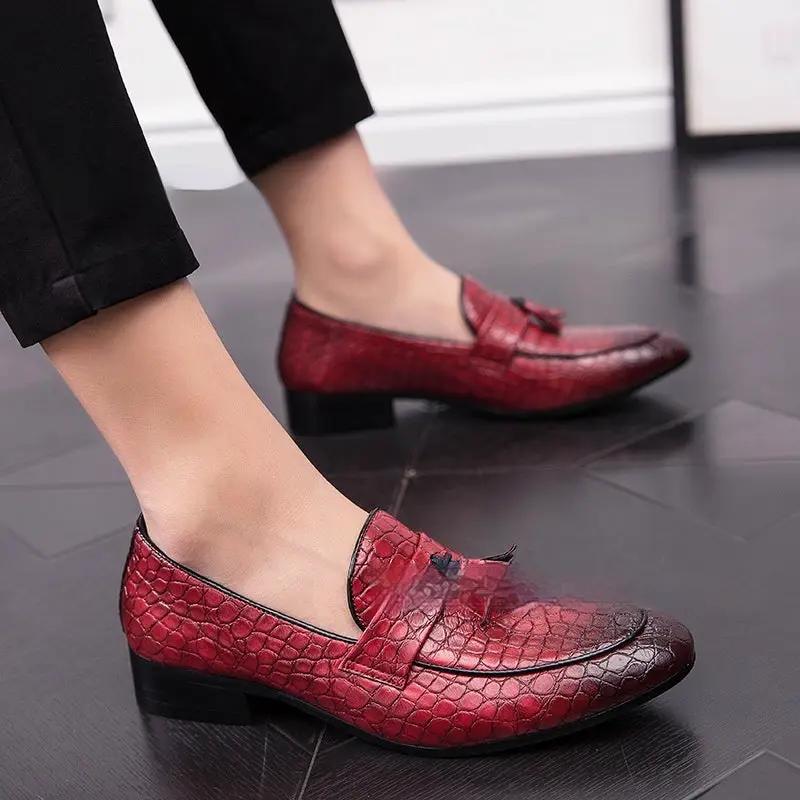 Mens Stylish Breathable Leather Pointed-toe Tassel Shoes by Dropshipman