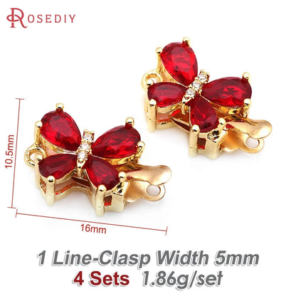 18K Gold Color Brass and Zircon Butterfly 1 Line and 2 Line Necklaces Connect Clasps Diy Jewelry Making Accessories Materials