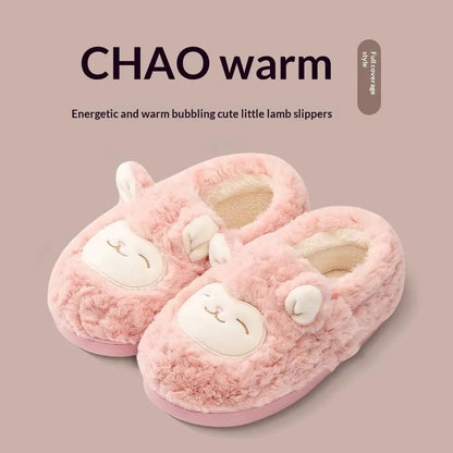Warmth-Keeping Cotton Slippers For Couples Mens Non-Slip Fuzzy Indoor Postpartum Shoes by Dropshipman