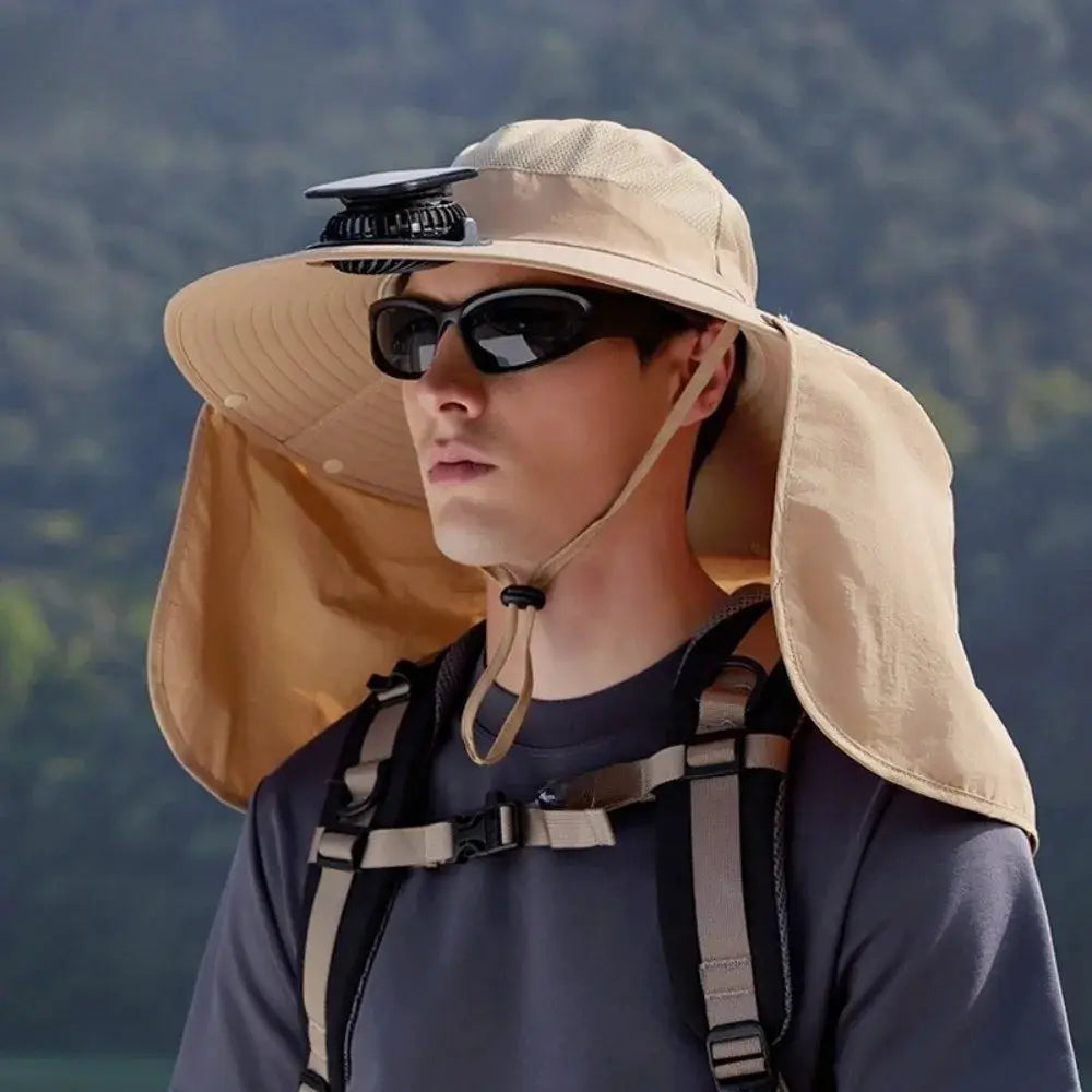 New UPF50+ Solar Fan Hat with Shawl Adjustable Wide Brim Hat Sunscreen Waterproof Fishing Hat Hiking by All Mart Bristol Ltd
