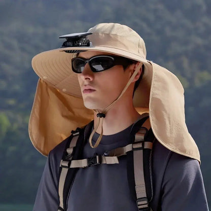New UPF50+ Solar Fan Hat with Shawl Adjustable Wide Brim Hat Sunscreen Waterproof Fishing Hat Hiking by All Mart Bristol Ltd