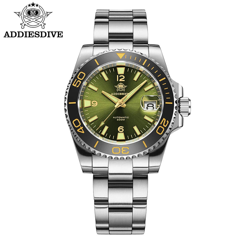 ADDIESDIVE New Diving Gift Watch Men 8215 Automatic Sapphire AR Coated Glass Ceramic Bezel Waterproof 200m Luminous Stainless St by All Mart Bristol Ltd