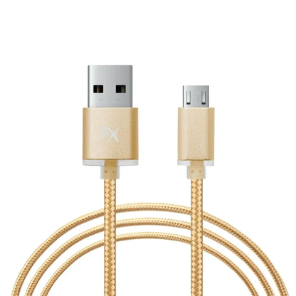 Fx Braided Micro USB Data Cable, Gold, Rose Gold, Space Grey, Silver[Gold] by FX
