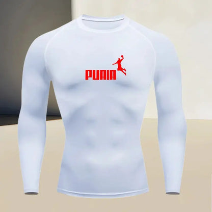 Men's long sleeved round neck thin sports tight fitting quick drying T-shirt, muscle shapewear, high stretch fabric by All Mart Bristol Ltd
