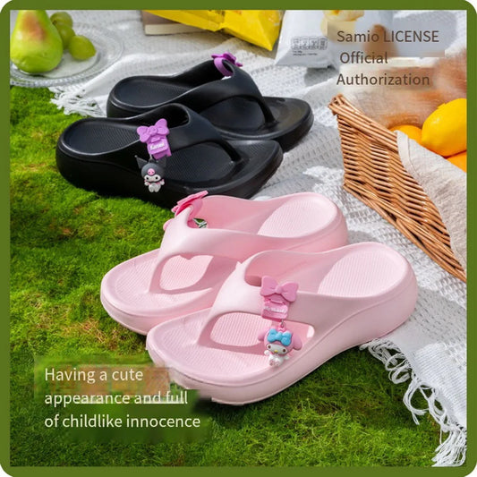 Summer Sanrio Girls Women's Flip Flops Kawaii Cartoon Eva Anti Slip Cute Fashion Girls Outdoor Student Bathroom Beach Slippers by All Mart Bristol Ltd