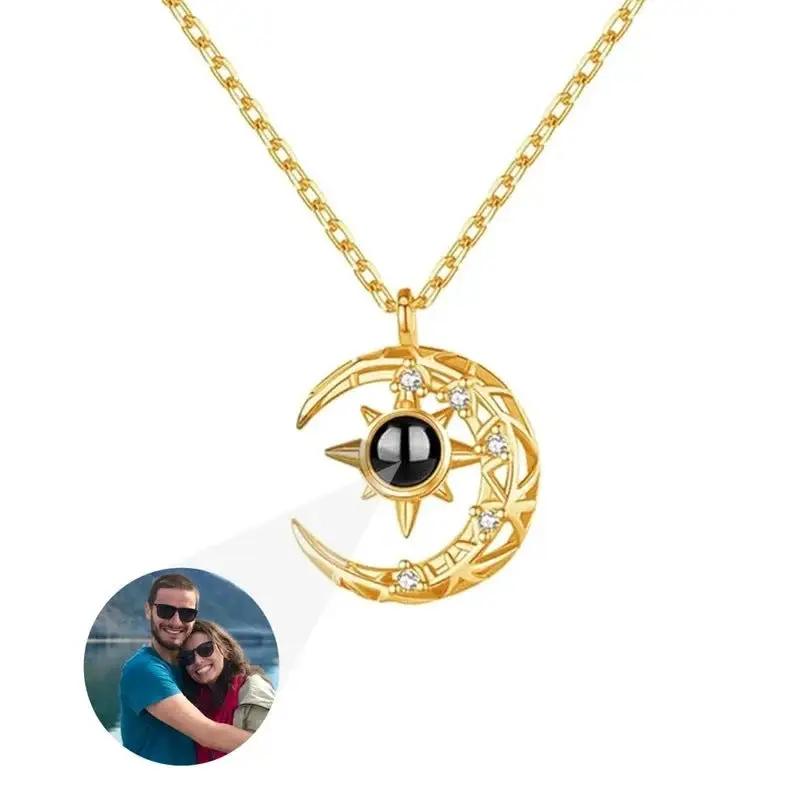 Projection Necklace Crescent Moon Pendant with Photo by All Mart Bristol Ltd