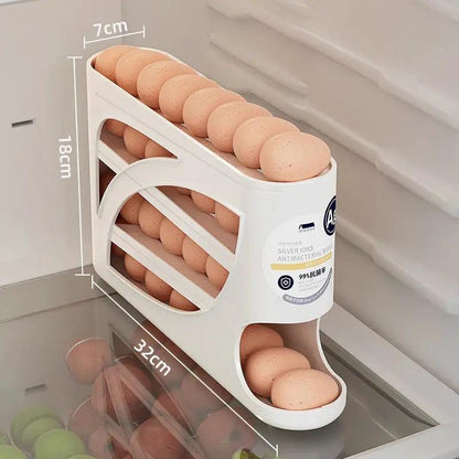 4-Tier Automatic Rolling Egg Rack Refrigerator Egg Storage Container Kitchen Fridge Egg Dispenser Refrigerator Organiser by All Mart Bristol Ltd