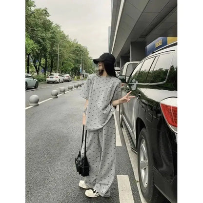 Women's Suit Fashion 2 Piece Set Bow Short Sleeve Set Soft Material For Plus Size Women Casual Summer Loose Fit Slimming Design by All Mart Bristol Ltd