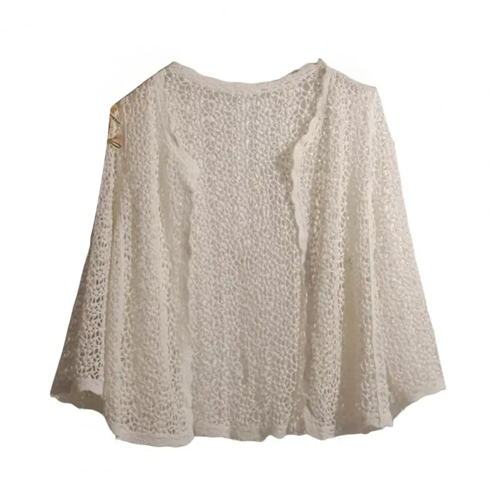 Handcrafted Lace Cardigan Crochet Women Cardigan 2025 3/4 Sleeve Hollow Out Open Front Sheer Sweater Boho Summer Knit Shrug by All Mart Bristol Ltd