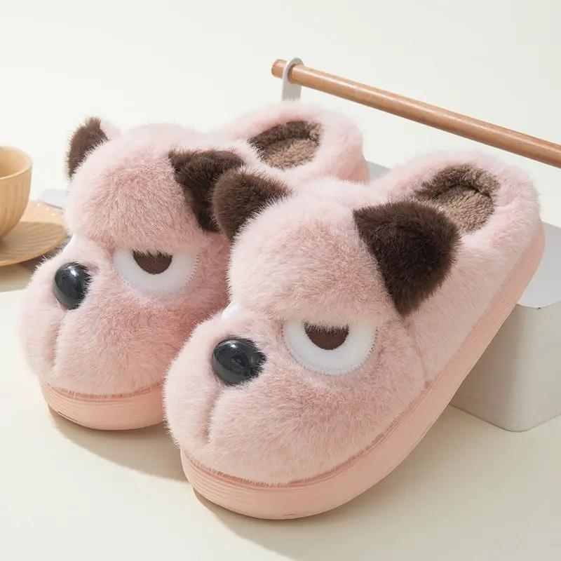 Warm And Cute Puppy Platform Non Slip Cotton Slippers by Dropshipman