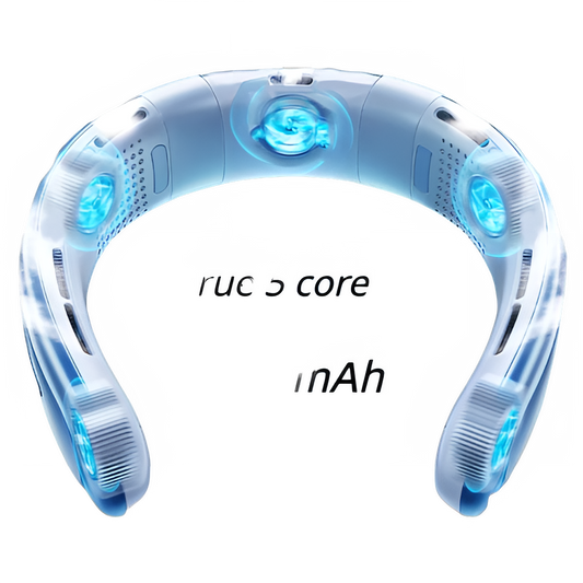 Portable 10000mAh Rechargeable Neck Fan with Five Core Cooling by All Mart Bristol Ltd