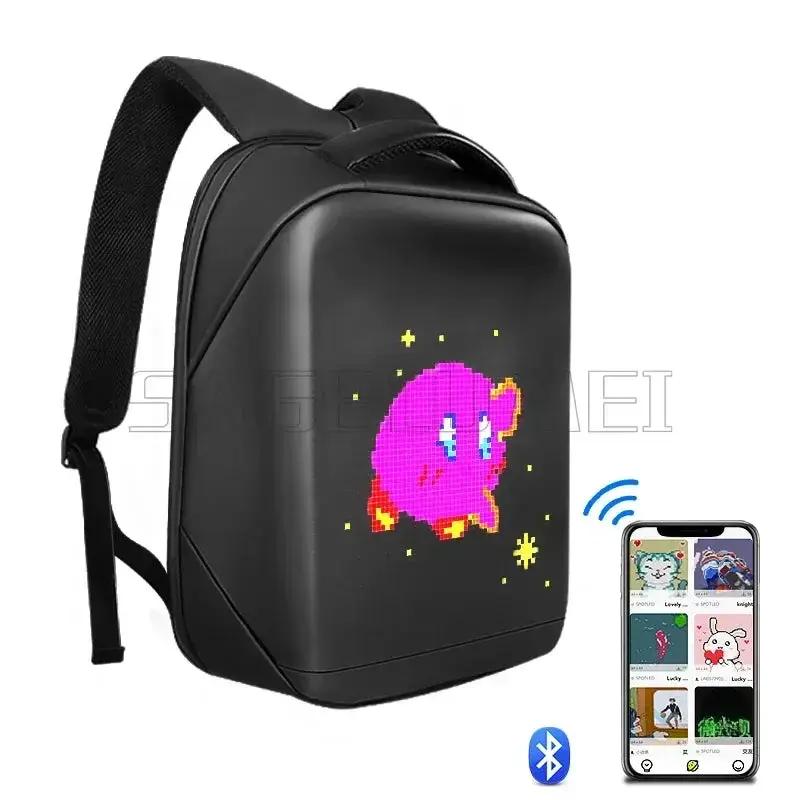 Motorcycle Bags Smart Led Pixel APP Display Screen Intelligent Advertising Business Bag Waterproof Moto Riding Creative Backpack by All Mart Bristol Ltd