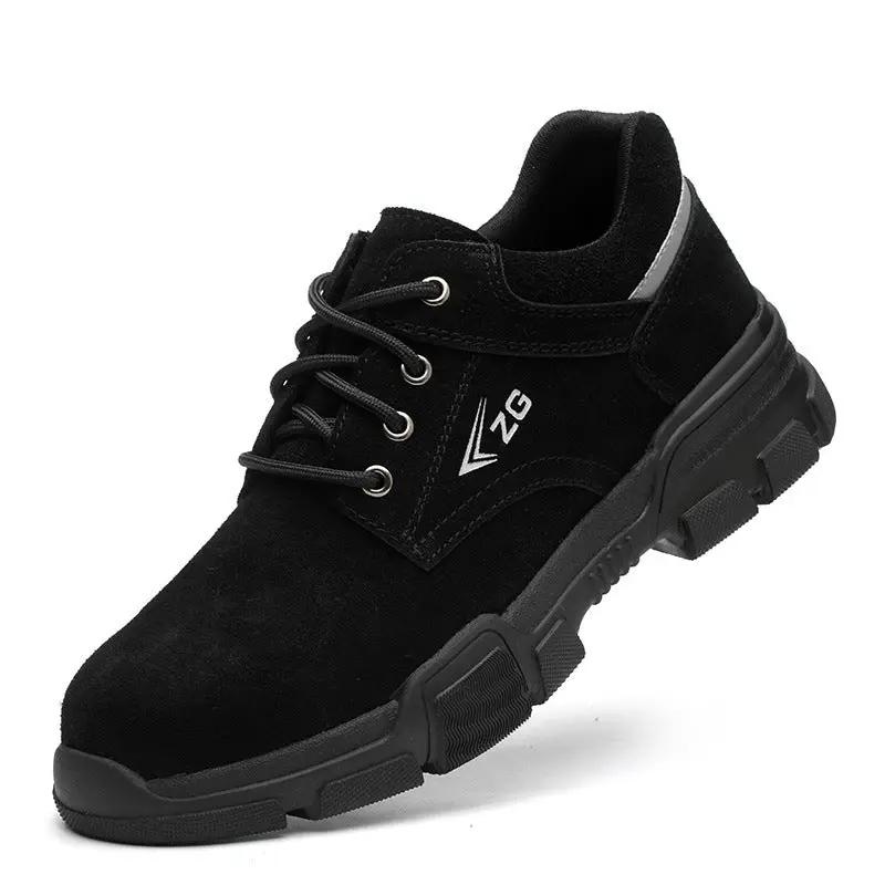 Anti-smashing And Anti-stab Safety Shoes Genuine Leather Wear-resisting Steel Toe Cap by Dropshipman