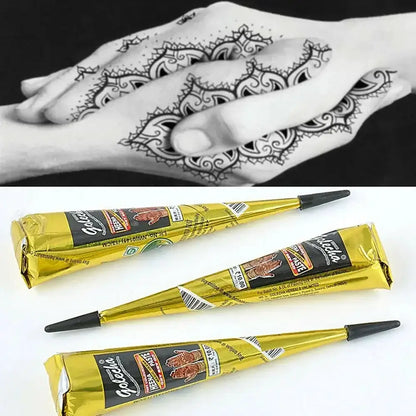 Mehndi Cream Herbal Mehandi Ink Paint Art 3 Colors Body Henna Temporary Paint Temporary Tattoo Body Art Herbal Henna Cones by All Mart Bristol Ltd