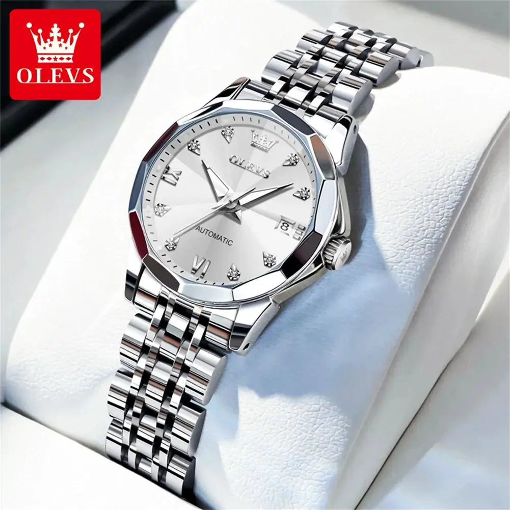 OLEVS Women's Watches Trend Elegant Sparkling Shining Diamond Scale Original Automatic Mechanical Wristwatch for Lady Waterproof by All Mart Bristol Ltd