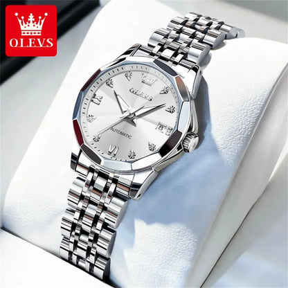 OLEVS Women's Watches Trend Elegant Sparkling Shining Diamond Scale Original Automatic Mechanical Wristwatch for Lady Waterproof by All Mart Bristol Ltd