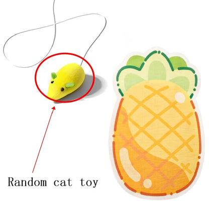 Self-Adhesive Cat Scratcher with Random Hanging Cat Toy Wall Mounted Felt Cat Scratch Mat Cats Scratcher Pad Carpet Cat Supply