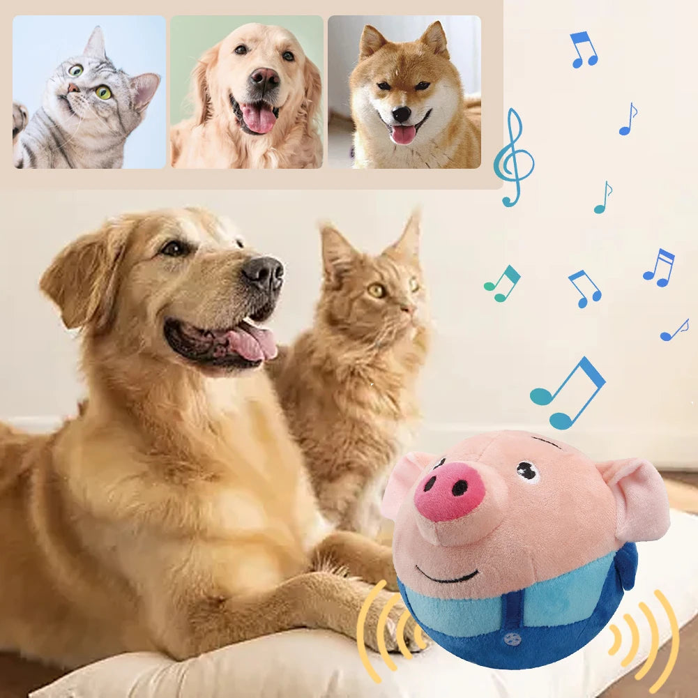 Electronic Pet Dog Toy Plush Doll Ball Talking Pet Bouncing Jump Ball Active Moving Pet Plush Toy Bite Resistant Interactive Toy