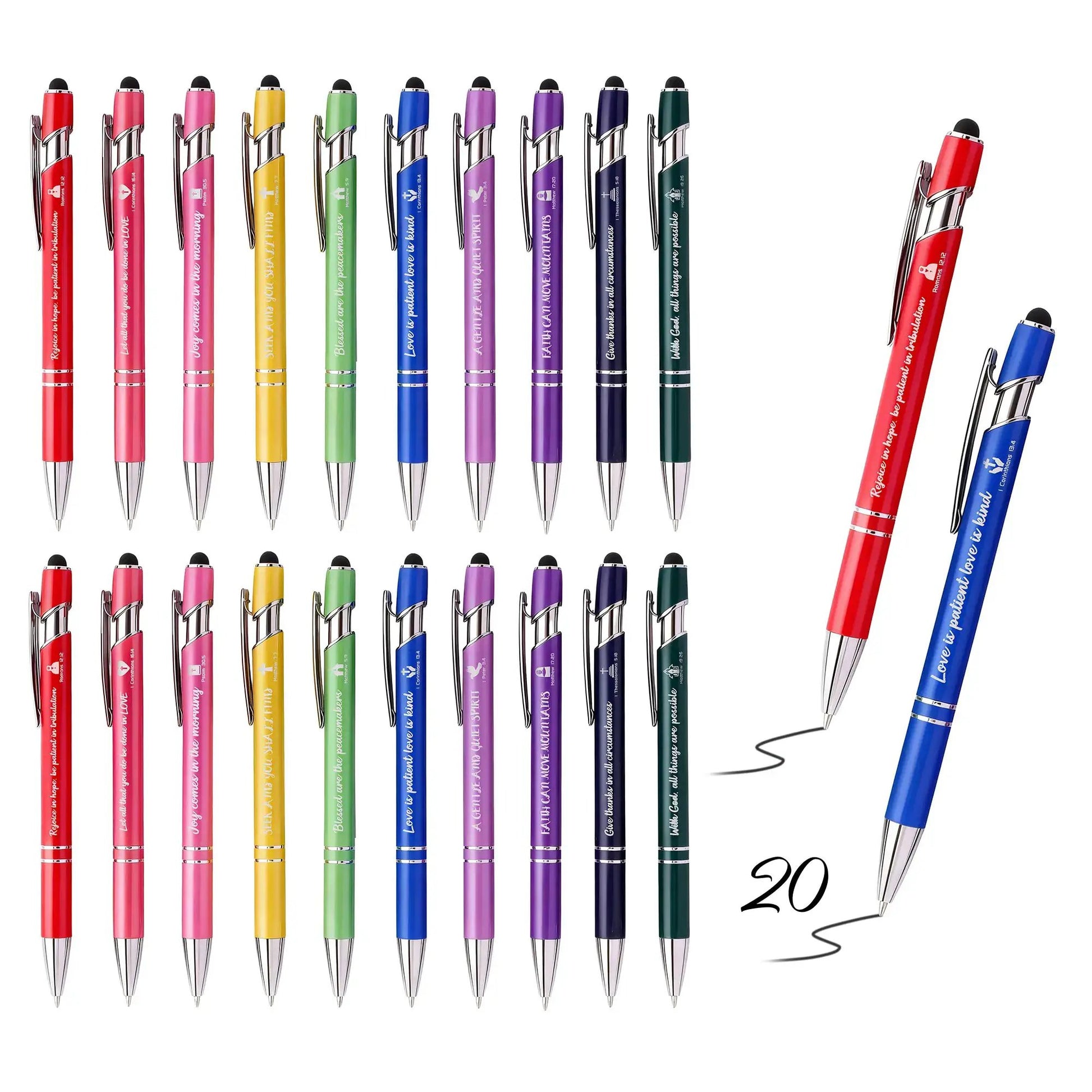 10/20 Pcs Bible Verse Ballpoint Pens with Stylus Tips, Smooth Black Ink Writing, Inspirational Faith Gifts for Women, Cute Pen for Nurses, School, Office, and Church Supplies by All Mart Bristol Ltd