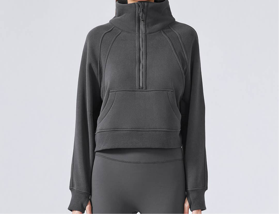 Women’s Half-Zip Fleece Sport Coat with Thumbholes by Me & I