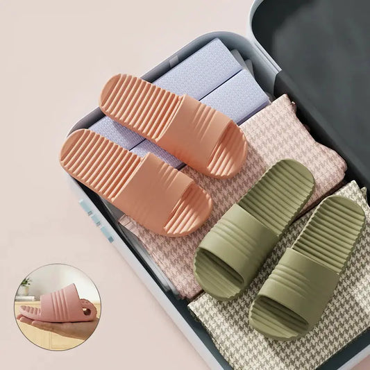 Foldable Travel Slippers Unisex EVA Flip Flops Hotel Non Slip Bathroom Indoor Outdoor Portable Lightweight Home Shoes For Women by All Mart Bristol Ltd