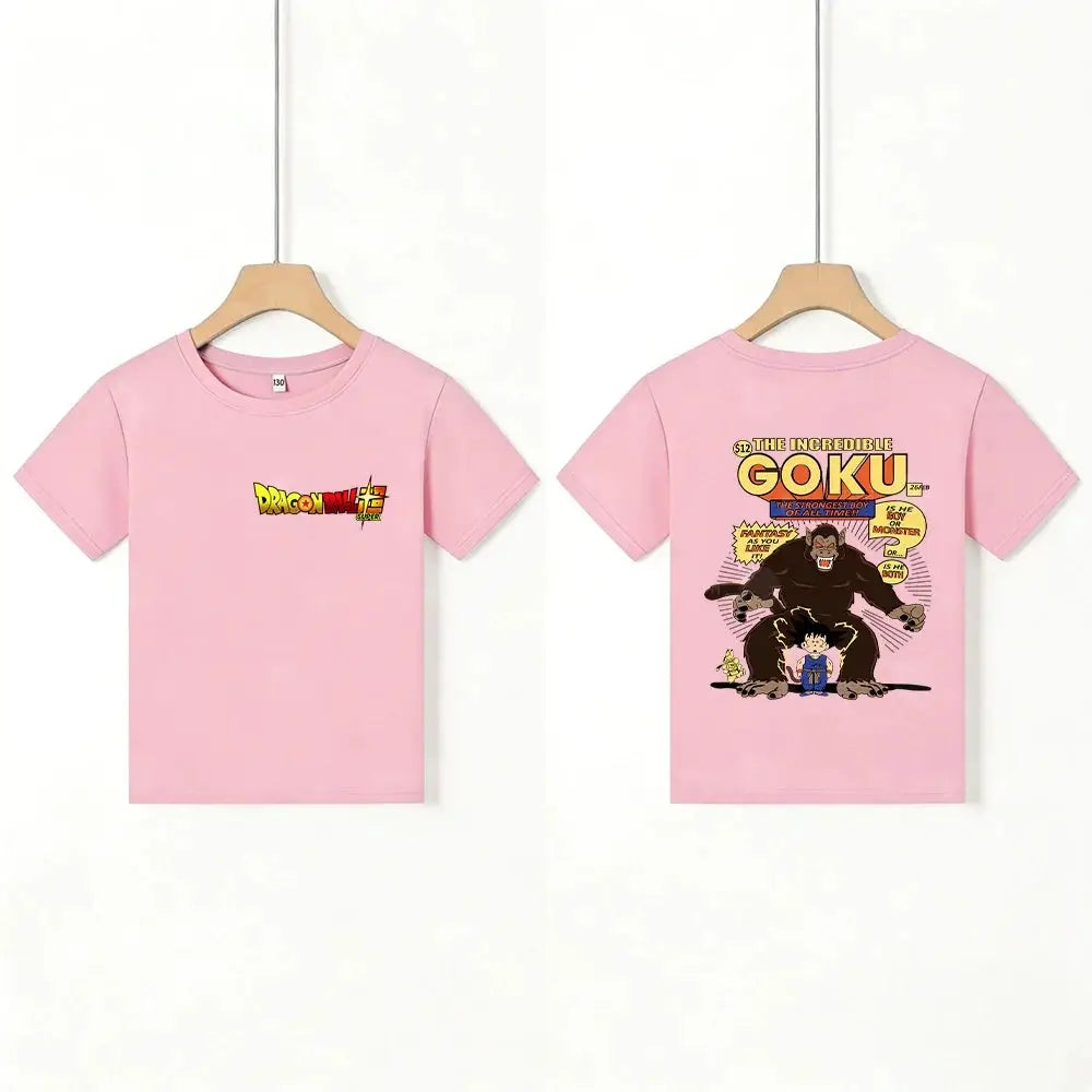 Kids T - Shirt Dragon Ball Goku & Great Ape Print, Cartoon Anime - Themed Casual Cotton Tee for Boys Girls, Cool Graphic Childre by All Mart Bristol Ltd