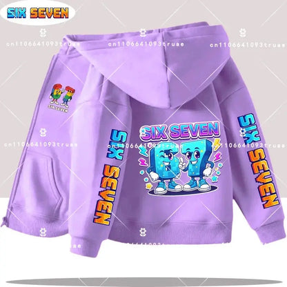 Hot Six Seven Children's Zip Up Hoodies Funny 67 Brainrot Zipper Hoody Clothes Kid Girl Boy Baby Casual Fashion Tops Sweatshirts by All Mart Bristol Ltd