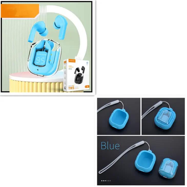 New Mini Transparent Wireless Bluetooth Headset Digital Display ENC Noise Reduction True Wireless Sports Music by Dropshipman