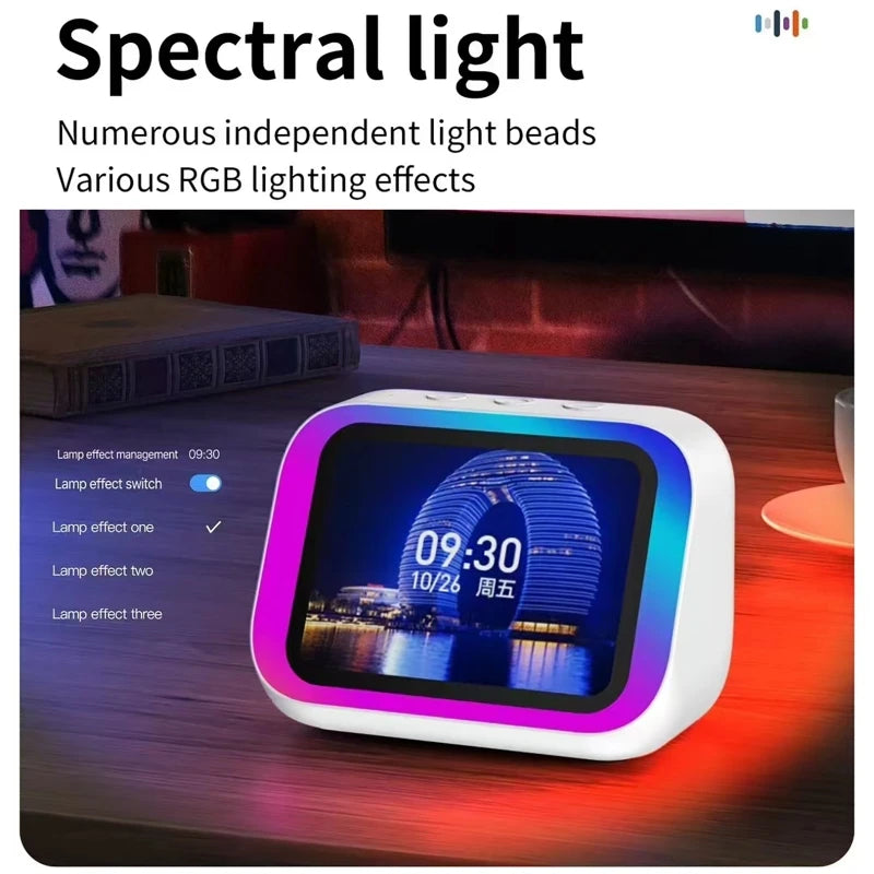 AI Voice Assistant Bluetooth Speaker With RGB Color Lighting Alarm Clock LED Screen Weather Clock Display Electronic Speaker by All Mart Bristol Ltd