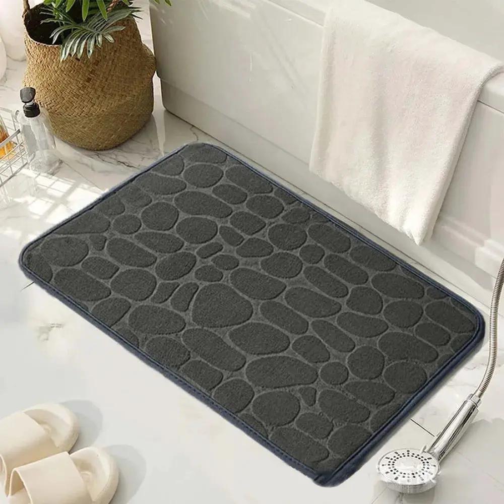 Cobblestone Embossed Bath Mat Non-Slip Carpets Water Absorption Washable Bathtub Floor Rug Shower Doormat Bathroom Decor by All Mart Bristol Ltd