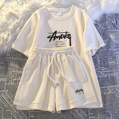 New Women's Plus-size Set Adult Short-sleeve and Shorts Two-piece Set Children's Loose Casual Set Women's T-shirt and Shorts Set by All Mart Bristol Ltd
