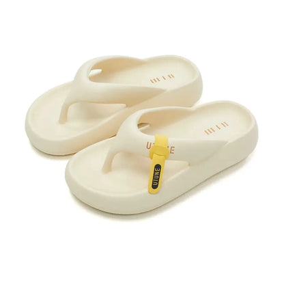 Comfortable Letter Platform Flip Flops EVA Thick Soled Slides Sandals Toe Spring Non-Slip Beach Slippers Bathroom by All Mart Bristol Ltd