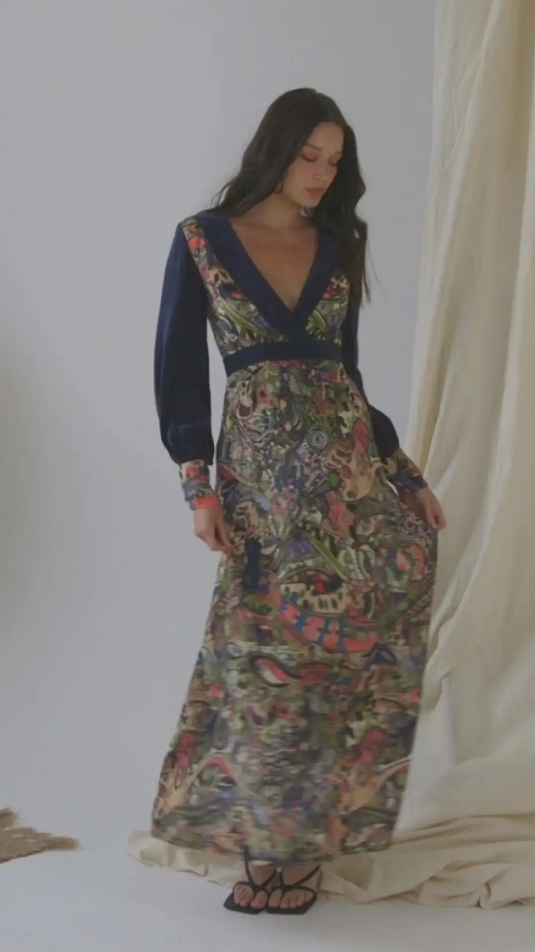 Hand painted Long Sleeve Maxi Dress by All Mart Bristol Ltd