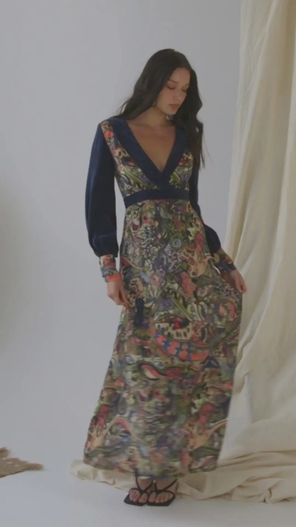 Hand painted Long Sleeve Maxi Dress by All Mart Bristol Ltd