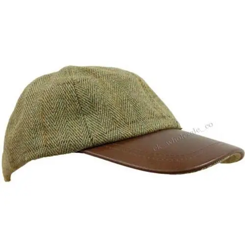 Tweed Leather Skip Hat by All Mart Bristol Ltd