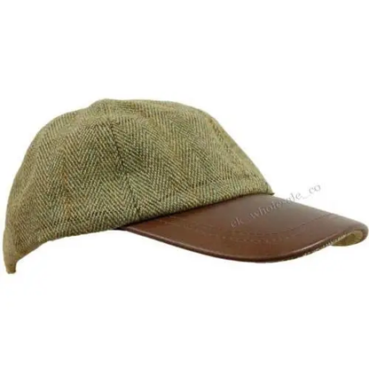 Tweed Leather Skip Hat by All Mart Bristol Ltd