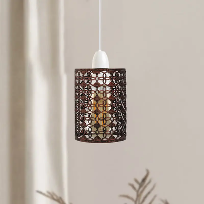 Rustic Red Colour Drum Lampshade Modern Metal Shade Retro Style~2452 by All Mart Bristol Ltd