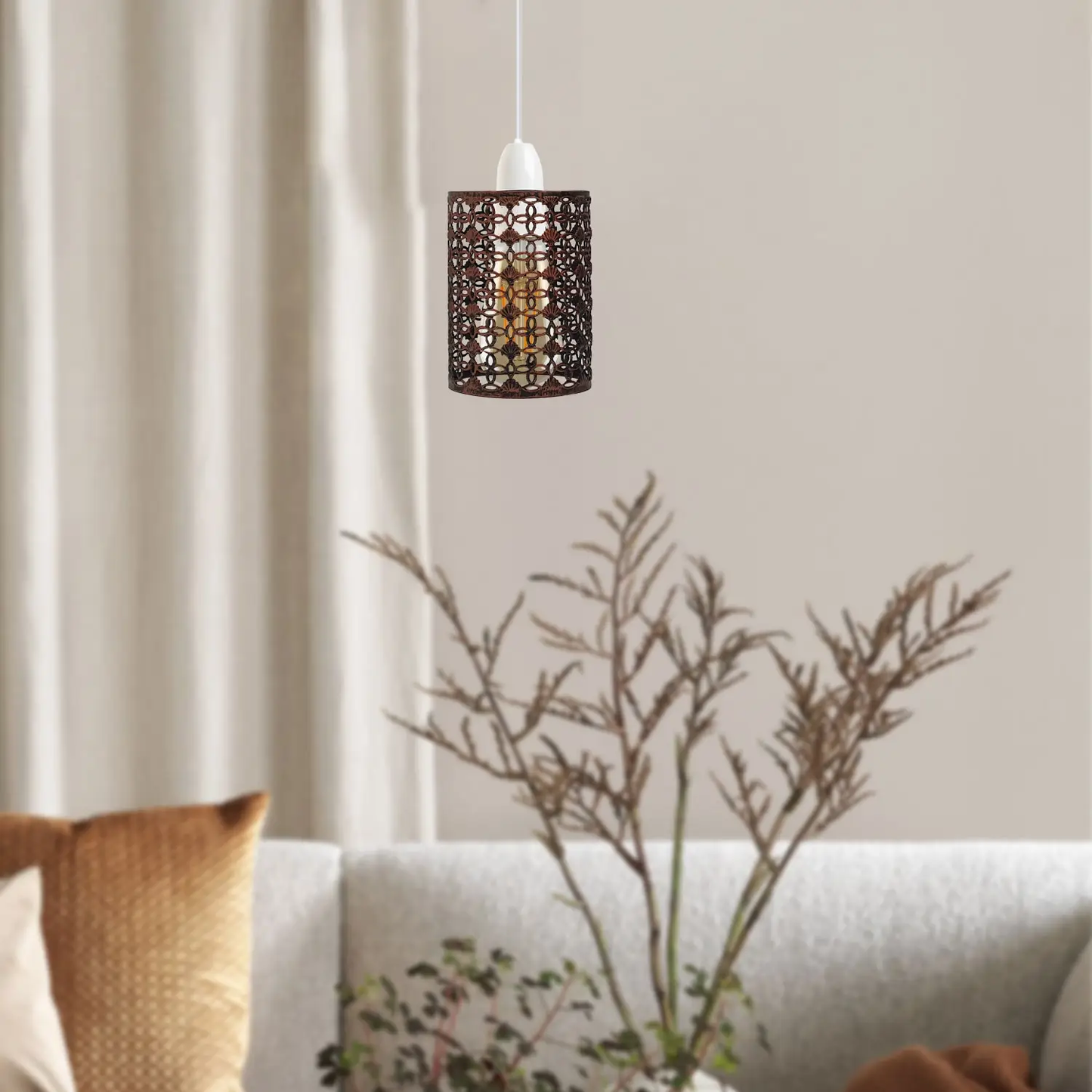 Rustic Red Colour Drum Lampshade Modern Metal Shade Retro Style~2452 by All Mart Bristol Ltd