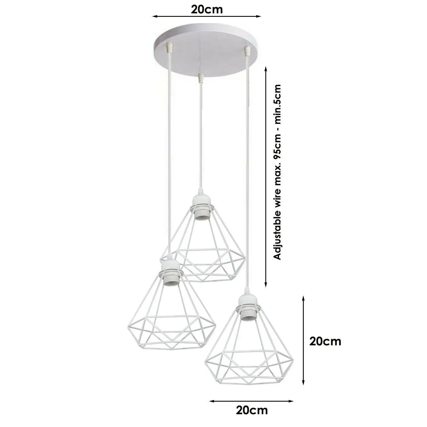 1/3 Way Vintage Cage Metal Pendant Light Shade Industrial Diamond Ceiling lamp~1182 by All Mart Bristol Ltd
