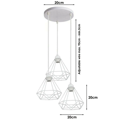 1/3 Way Vintage Cage Metal Pendant Light Shade Industrial Diamond Ceiling lamp~1182 by All Mart Bristol Ltd