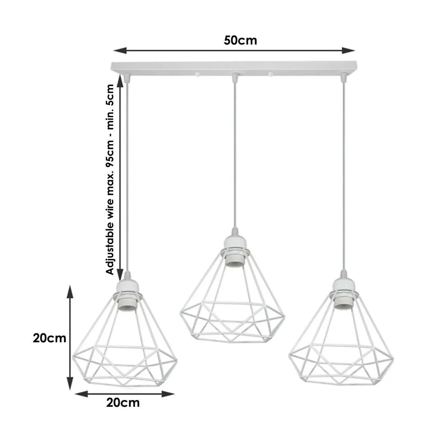 1/3 Way Vintage Cage Metal Pendant Light Shade Industrial Diamond Ceiling lamp~1182 by All Mart Bristol Ltd
