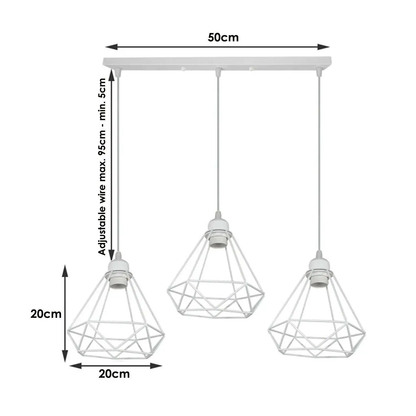 1/3 Way Vintage Cage Metal Pendant Light Shade Industrial Diamond Ceiling lamp~1182 by All Mart Bristol Ltd