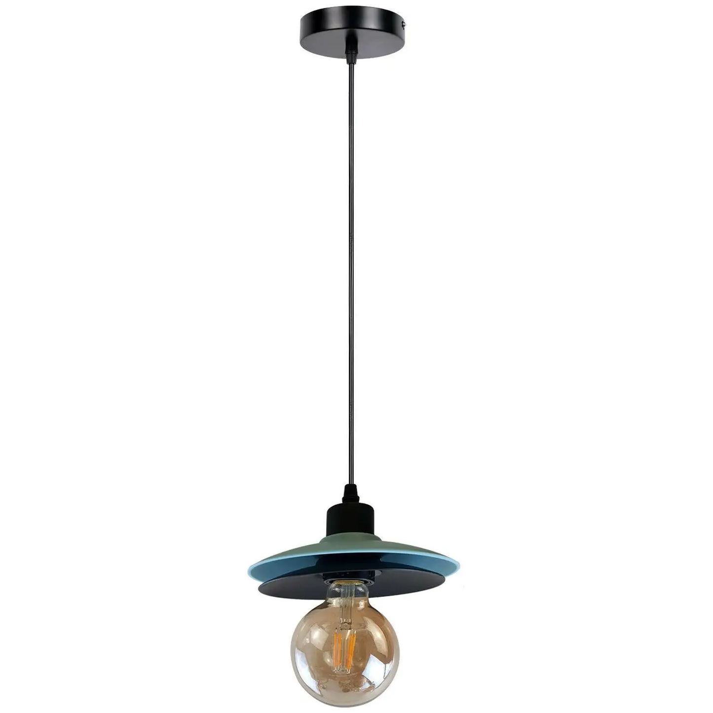 Two-Layer Pendant Light | Black & Blue E27 Modern Shade~1430 by All Mart Bristol Ltd